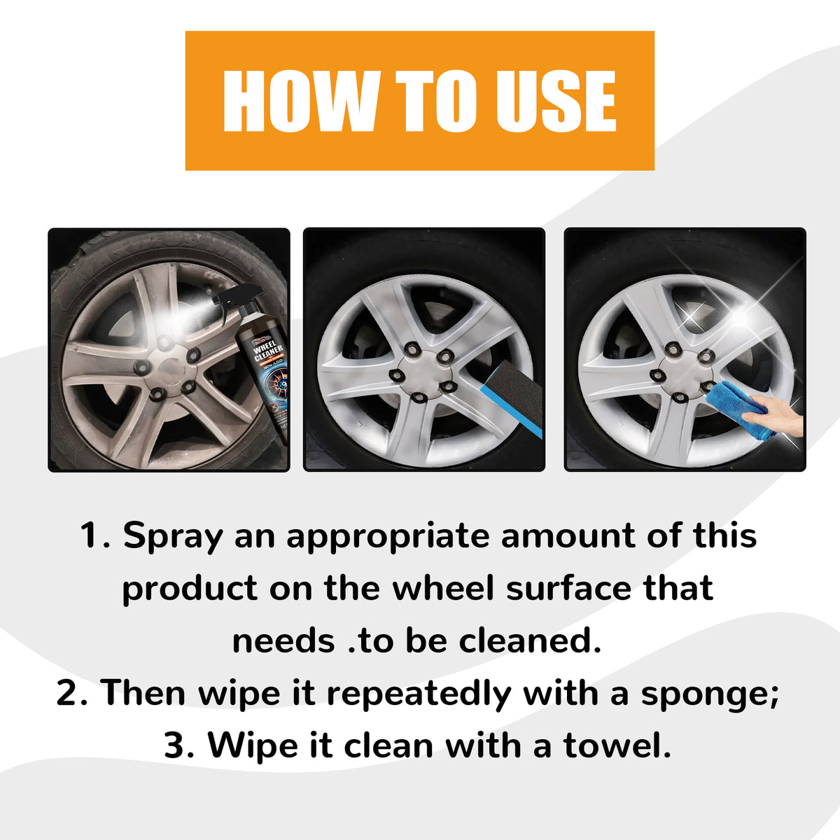Eprolo wheel cleaner kit with polishing brushes and cleaning solution for tire and wheel renovation and maintenance.