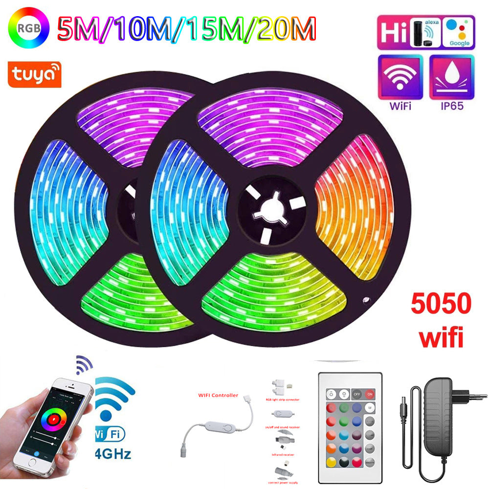 Eprolo WiFi infrared Bluetooth RGB LED strip light set with 5050 and 2835 LEDs for indoor and outdoor ambient decoration