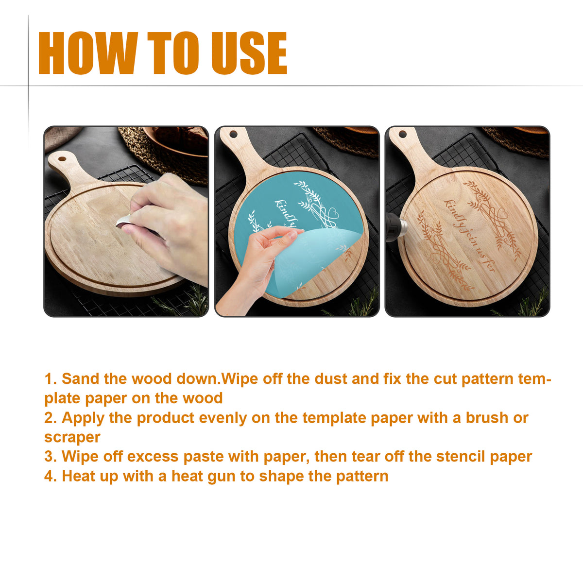 Eprolo wood burning paste for DIY pyrography on outdoor camping wood projects, shown on a wooden surface.