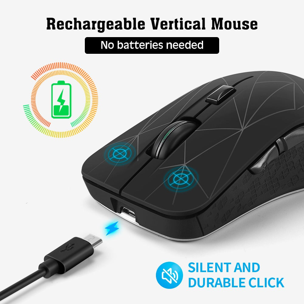 Eprolo dual mode wireless Bluetooth mouse with colorful illumination, silent clicking, ideal for office and laptop use.