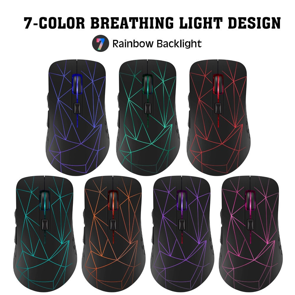 eprolo dual mode wireless Bluetooth mouse with colorful illumination, silent click design, suitable for laptops and office use