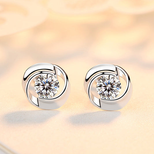 Korean minimalist S925 silver rose petal earrings with tiny clover design, delicate petal shapes for women's jewelry.