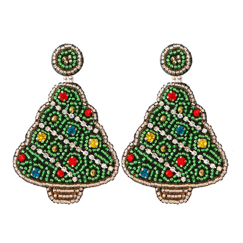 Christmas Day Earrings Earrings Handmade Beads Christmas Old Man Cartoon Character Tassel Rice Beads Earrings - American Smart