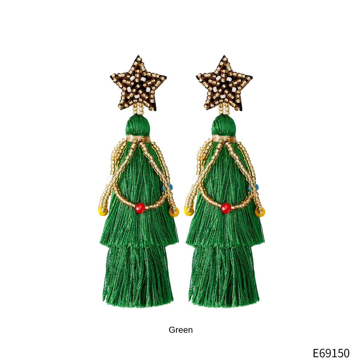 Christmas Day Earrings Earrings Handmade Beads Christmas Old Man Cartoon Character Tassel Rice Beads Earrings - American Smart