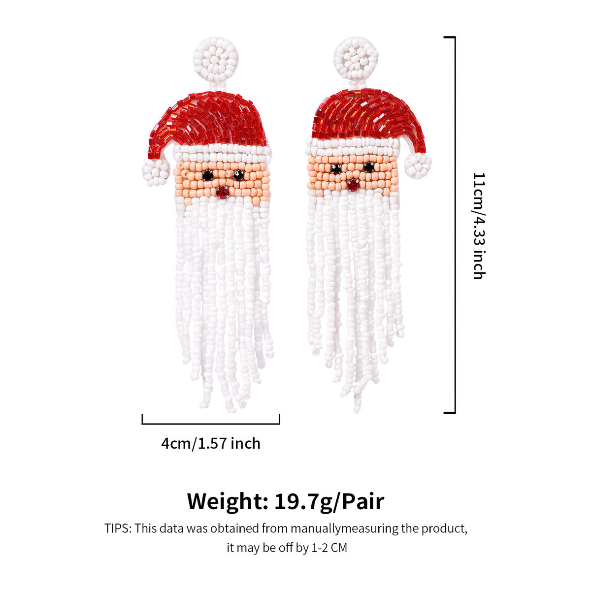 Christmas Day Earrings Earrings Handmade Beads Christmas Old Man Cartoon Character Tassel Rice Beads Earrings - American Smart