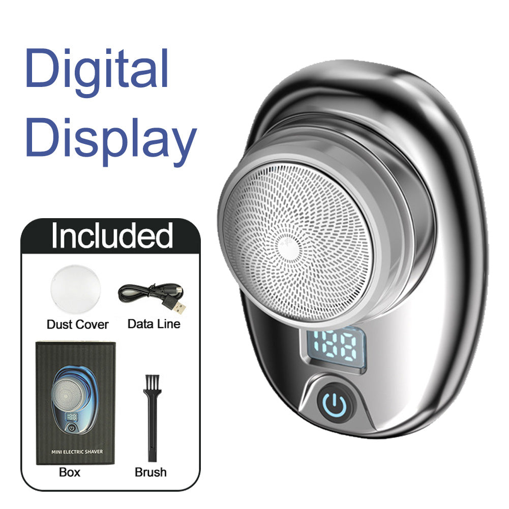 Eprolo mini portable rechargeable steel electric shaver for travel, compact design with a powerful motor and sleek black finish.