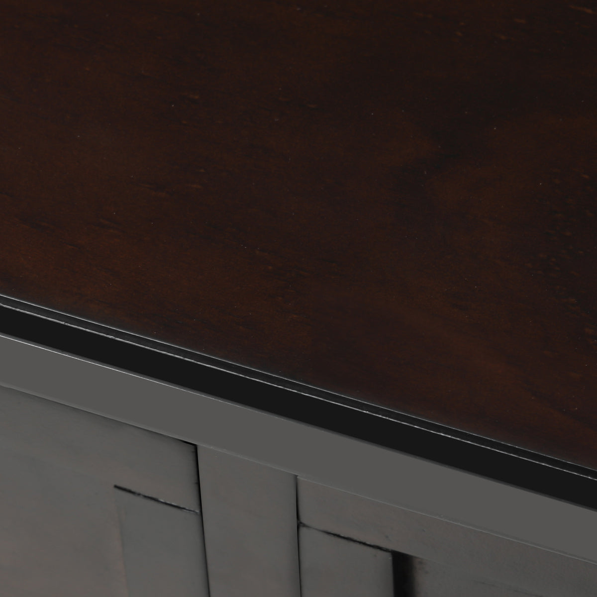 Eprolo TREXM narrow console desk in espresso with three storage drawers and bottom shelves, ideal for living room or entryway.