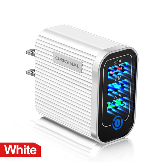 Eprolo 3 USB 2.1A multi-port mobile phone charger with smart travel charging head, shown connected to multiple devices.