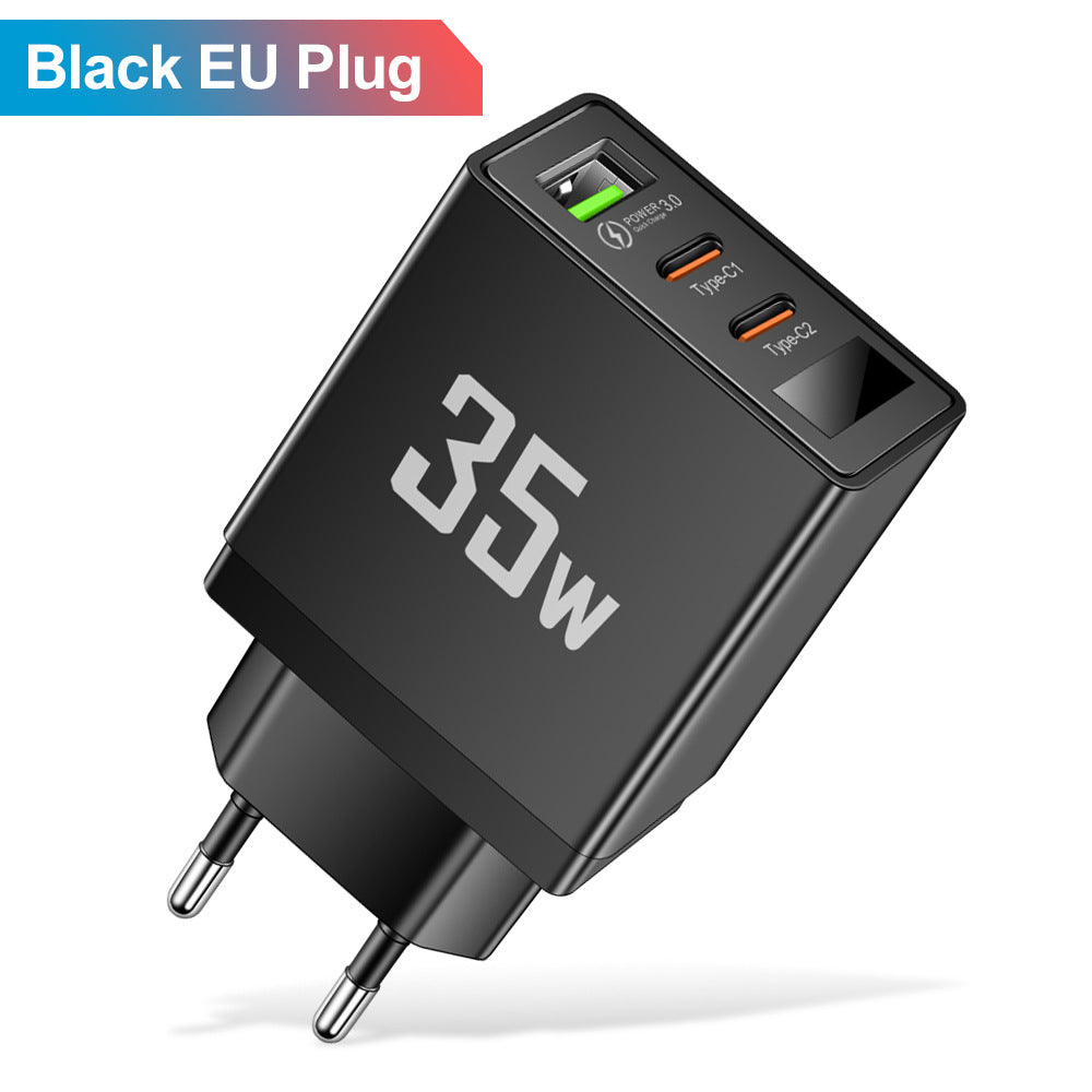 Charging head frequency converter 1USB+2 Type-C intelligent multi interface digital display mobile phone charger - American Smart