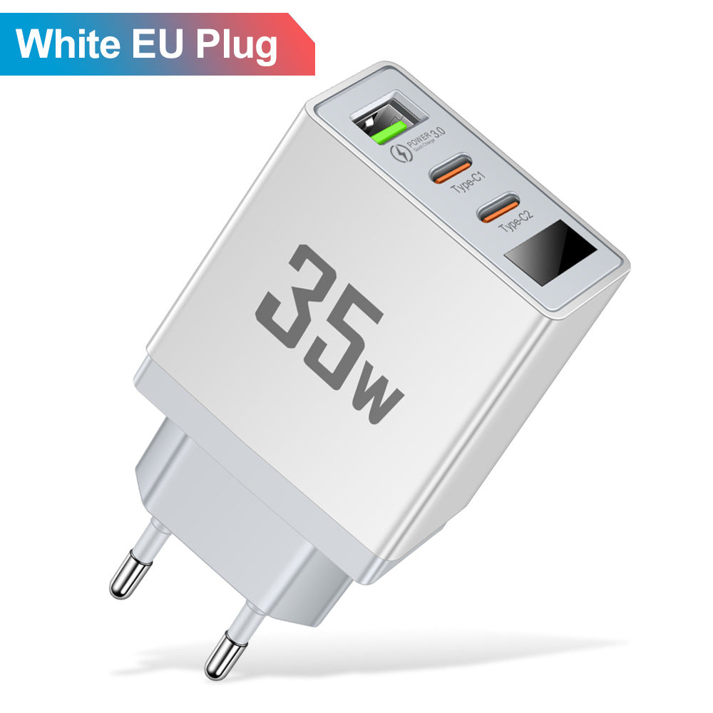 Charging head frequency converter 1USB+2 Type-C intelligent multi interface digital display mobile phone charger - American Smart