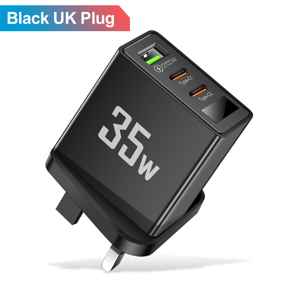 Charging head frequency converter 1USB+2 Type-C intelligent multi interface digital display mobile phone charger - American Smart