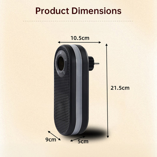 Eprolo wall-mounted space heater with night light, compact design, showing controls and safety features for bedroom or office use.