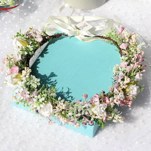 Ancient style girl Hanfu headwear simulation full sky star small floral headband forest princess bridal wreath - American Smart
