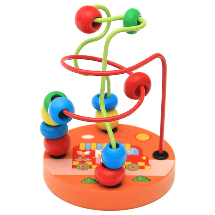 Colorful round beads with cute animal shapes, baby toddler educational toy by eprolo for cribs and strollers, Montessori style.