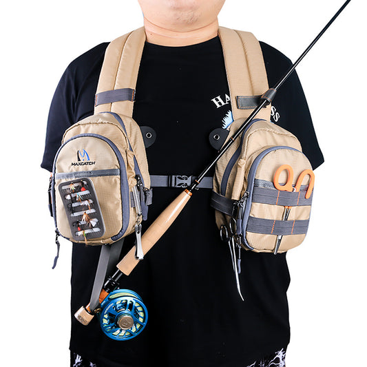 Eprolo multi-function fly fishing tackle bag with multiple pockets, unisex chest and shoulder fishing bag, outdoor fishing gear
