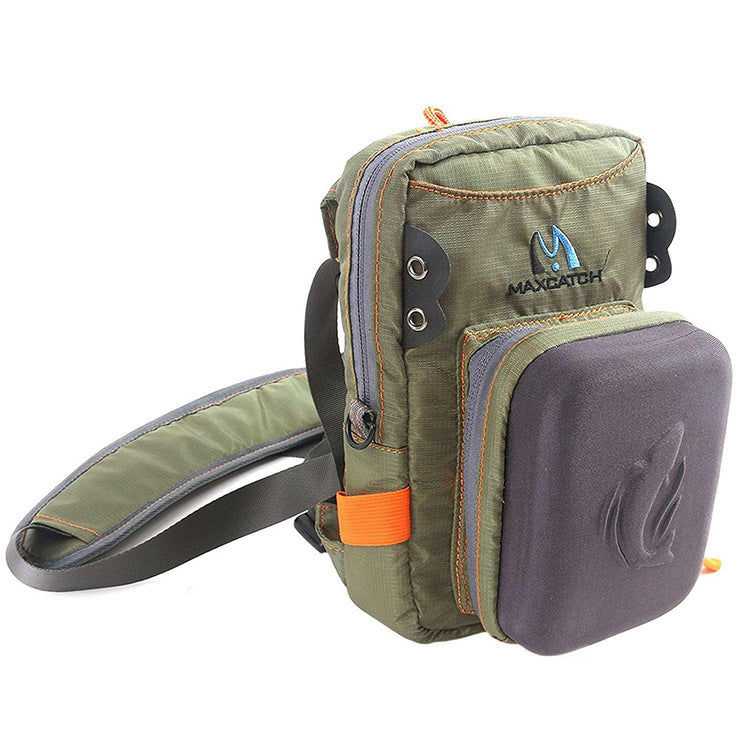 Eprolo multi-functional fly fishing tackle bag with multiple pockets, unisex chest pack, shoulder fishing bag on a white background.