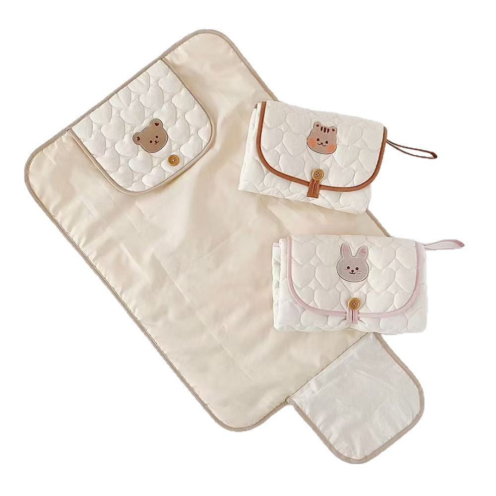Cute embroidery diaper pad bag by eprolo, portable baby changing pad without hood, with urine protection and multi-functional design.