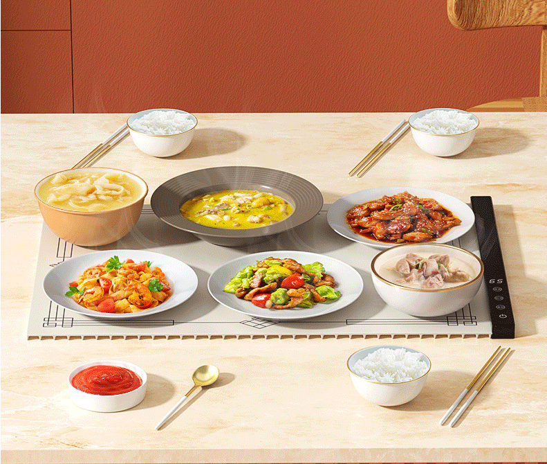 Silicone food insulation hot dish board, home folding multifunctional intelligent constant temperature heating table - American Smart