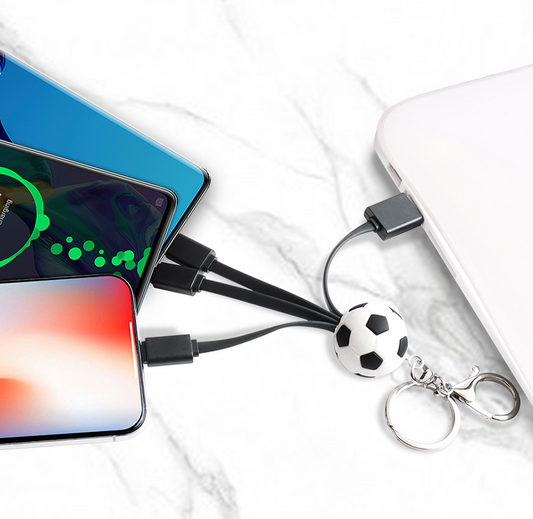 Creative keychain football data cable one to three charging cable football club commemorative gift charging cable - American Smart