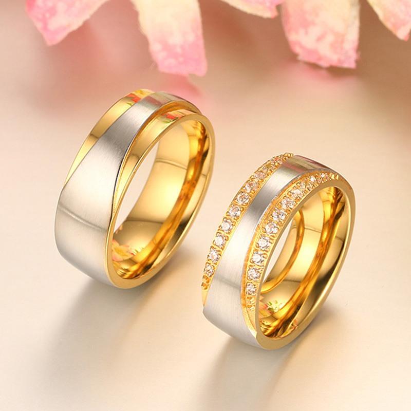 Eprolo Vnox wedding rings for women and men, sleek silver promise and Valentine’s Day gift jewelry set.