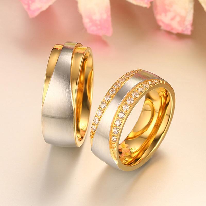 Elegant Vnox wedding rings for women and men, featuring a promise and Valentine's Day gift design, crafted by eprolo.