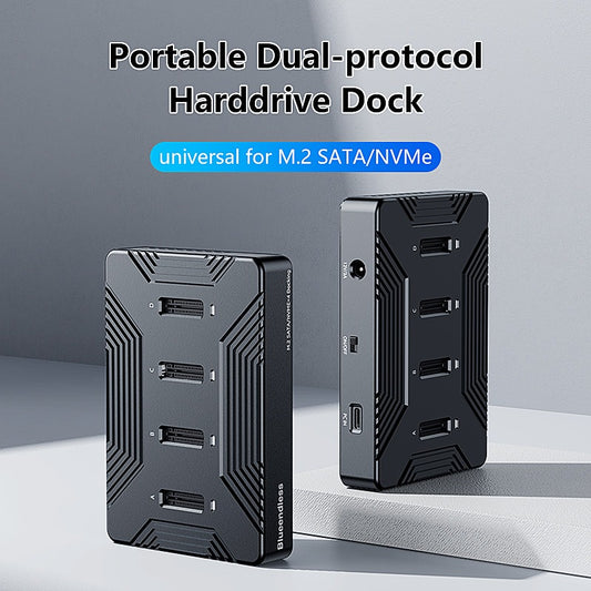 eprolo solid state drive base with four bays, dual protocol NVMe and data portable hard drive box, USB 3.2 Gen 2 interface
