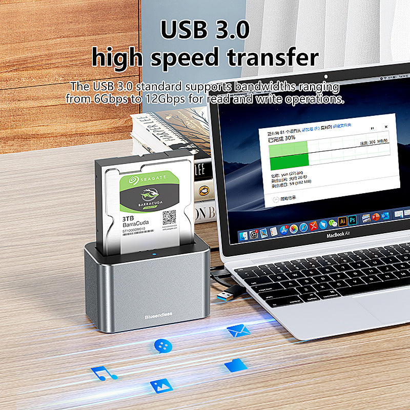 eprolo 2.5-3.5 inch SATA/SAS hard disk enclosure for 20TB desktop storage, Type-C interface with USB 3.0 port.