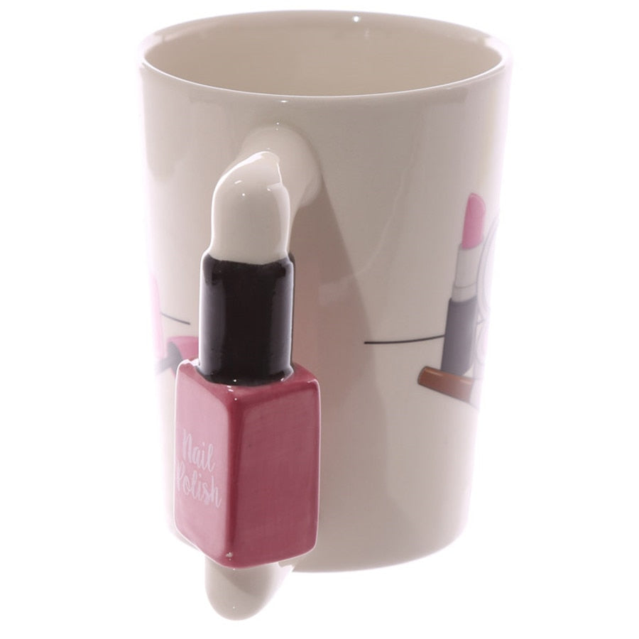 Creative Ceramic Mugs Girl Tools Beauty Kit Specials Nail Polish Handle Tea Coffee Mug Cup Personalized Mugs - American Smart