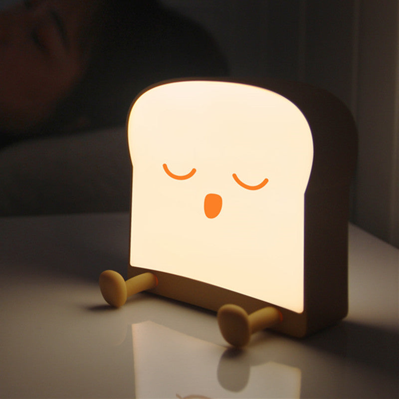 Eprolo bread-shaped night light with USB charging, single-sided LED square lamp for bedside or decor use.