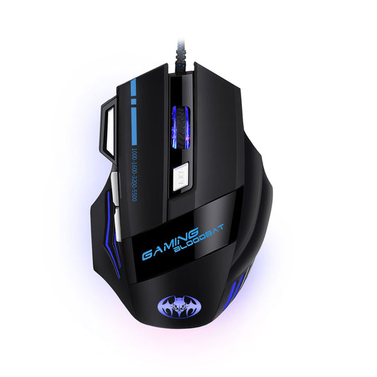 Eprolo USB wired optical gaming mouse with 8 buttons and illuminated breathing light, featuring a firepower button for enhanced gaming.