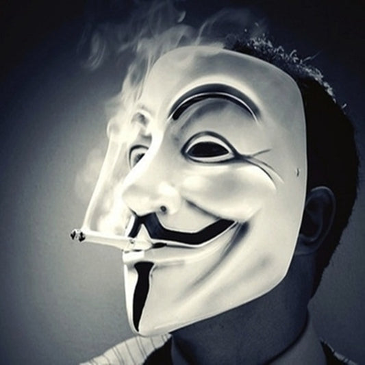 Eprolo V for Vendetta Guy Fawkes mask for Halloween or cosplay, featuring black and white design and anonymous face illustration.
