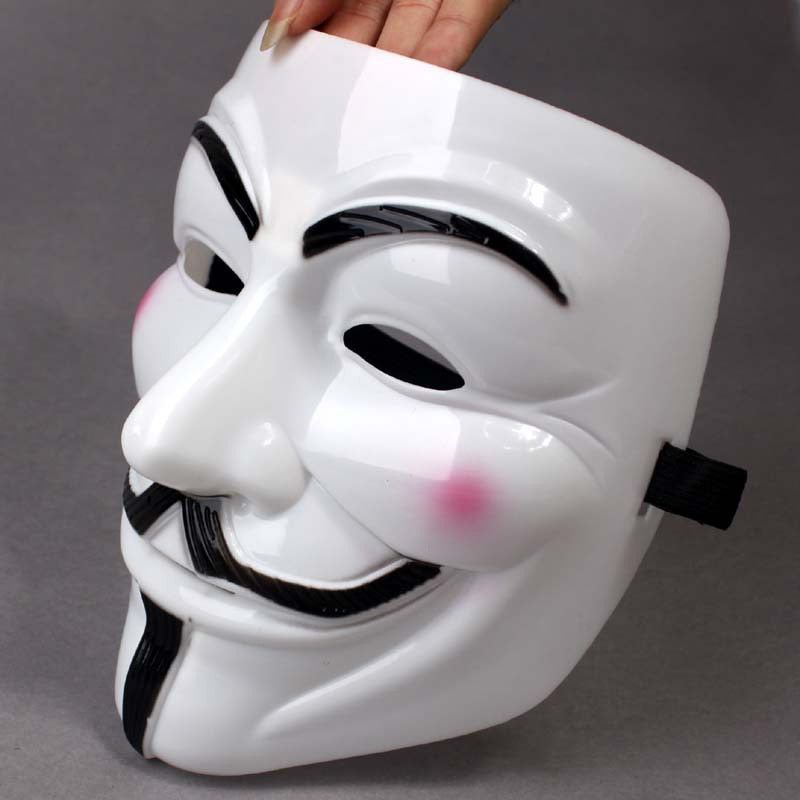 Eprolo V for Vendetta Guy Fawkes mask for Halloween, cosplay, or costume parties, featuring a white face with a mustache and goatee
