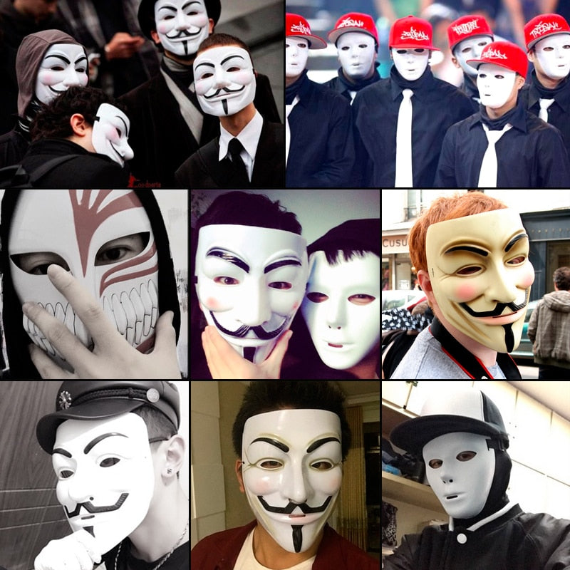 Eprolo V for Vendetta Guy Fawkes party mask, anonymous cosplay mask for Halloween or costume events, detailed black and white design