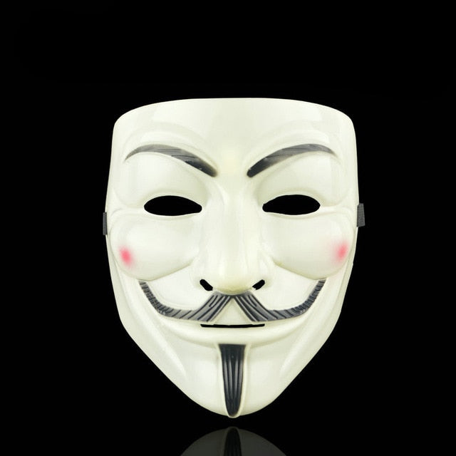 Eprolo V for Vendetta Guy Fawkes mask for cosplay and Halloween, featuring a white mask with black mustache and goatee design