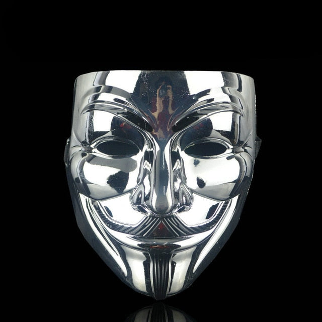 Eprolo V for Vendetta Guy Fawkes mask, anonymous cosplay accessory with white face, black mustache, and goatee for Halloween or parties.