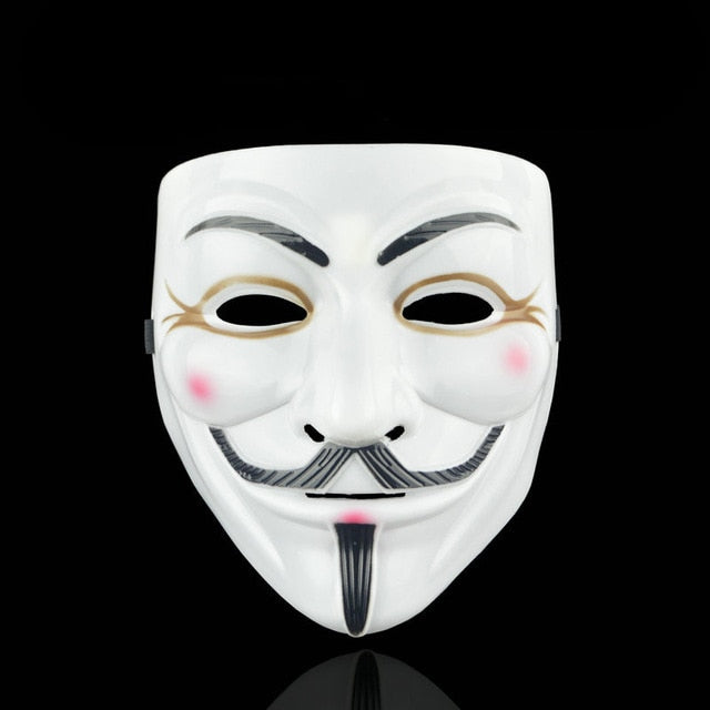 V for Vendetta Guy Fawkes mask from eprolo, featuring a black and white anonymous face for cosplay or Halloween parties.