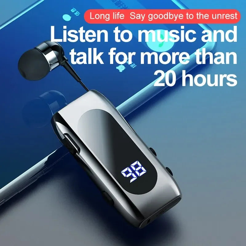Business Sports Telescopic Cable Collar Clip 5.2 Smart Mini Bluetooth Earphones - American Smart