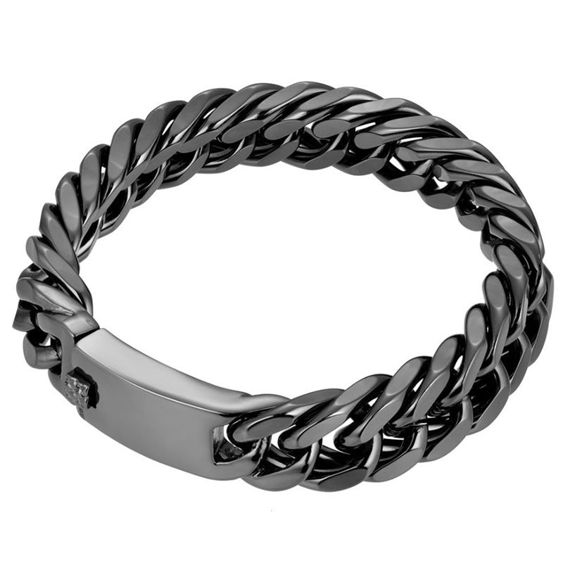 Fashionable men's 18K gold plated alloy double buckle bracelet with electroplated finish, featuring a stylish and modern design.