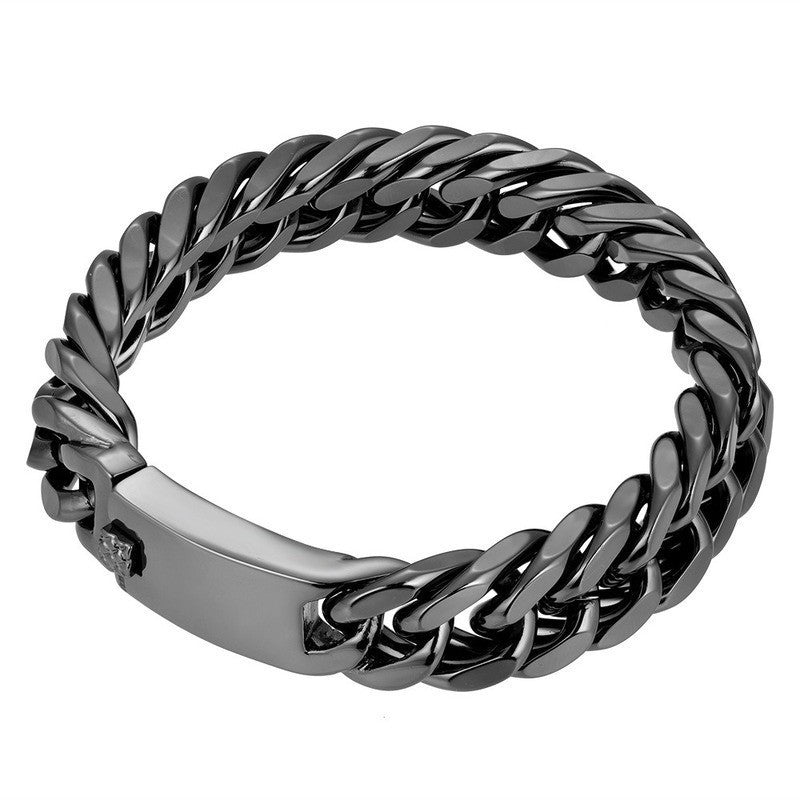 Men's 18K gold plated alloy double buckle bracelet featuring stylish electroplated finish and modern design.