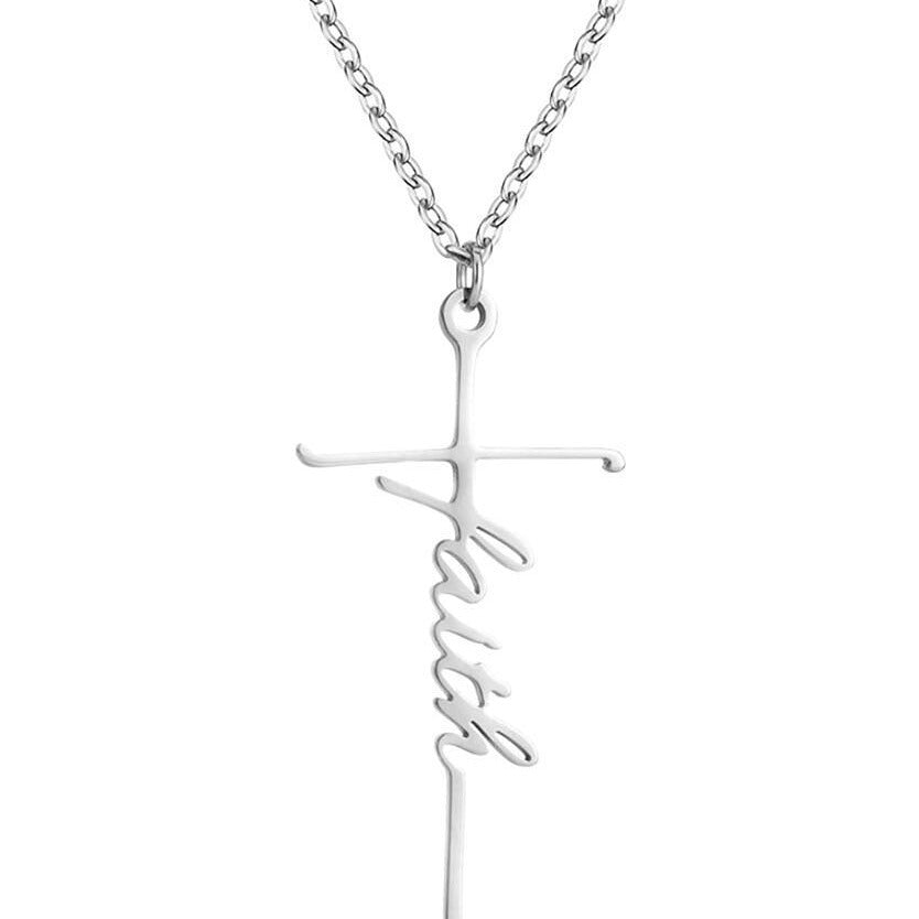 Ins Style Faith letter alloy pendant choker necklace for women, featuring a short, stylish design and bold letter motif.