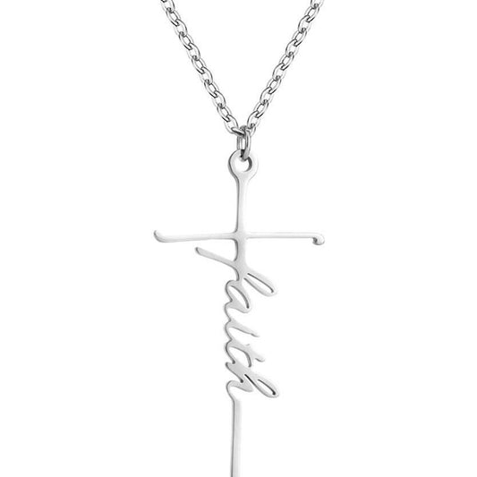 Ins Style Faith letter alloy pendant choker necklace for women, featuring a short, stylish design and bold letter motif.