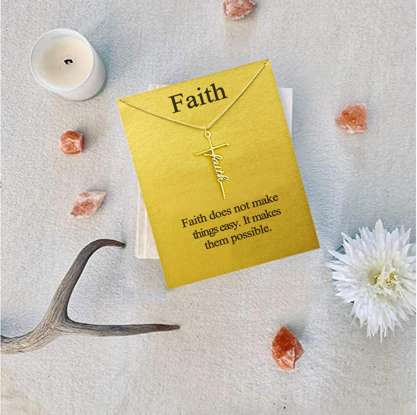 Ins Style Faith letter alloy pendant women's choker necklace with short chain, stylish jewelry accessory for women by eprolo