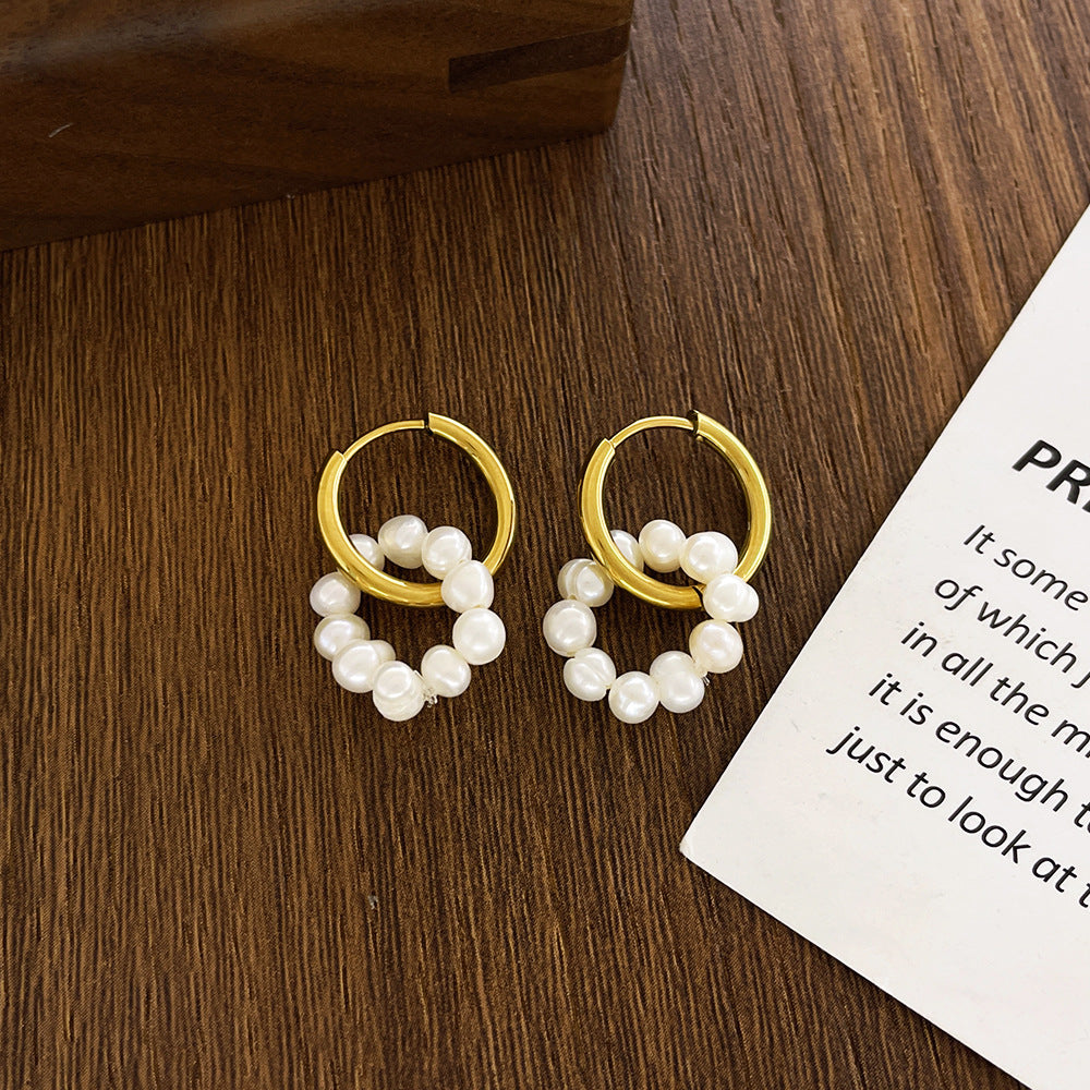 Elegant French style pearl earrings for women featuring freshwater pearls and luxurious vintage palace design by eprolo.