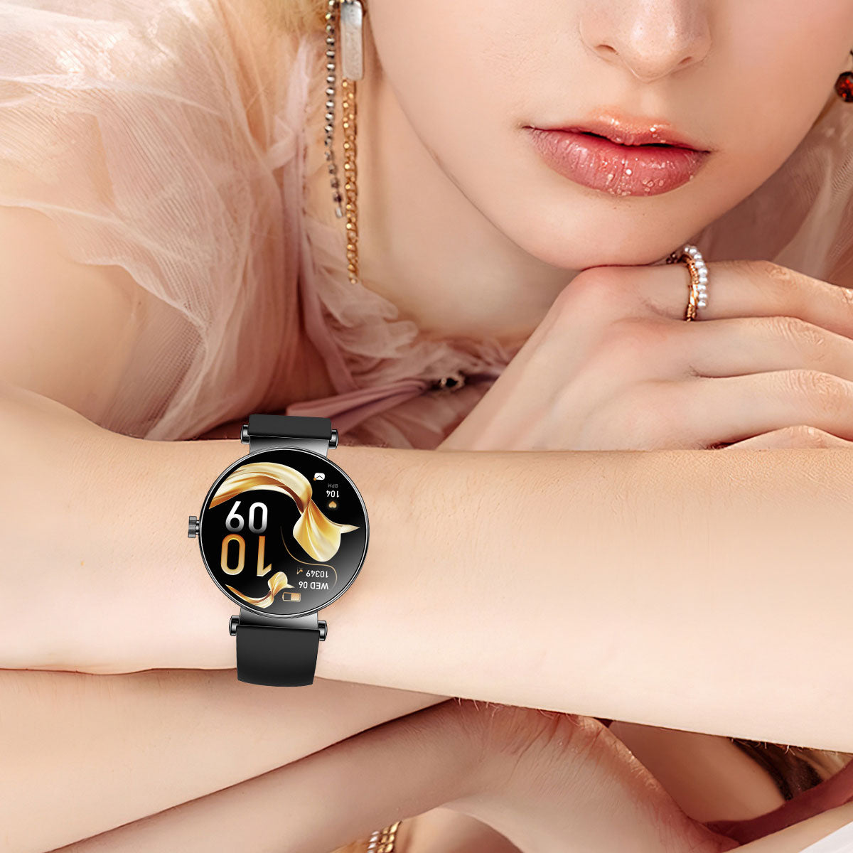 Eprolo Y16 ultra-thin smartwatch with female AMOLED screen displaying time and high-definition 466x466 pixel display.