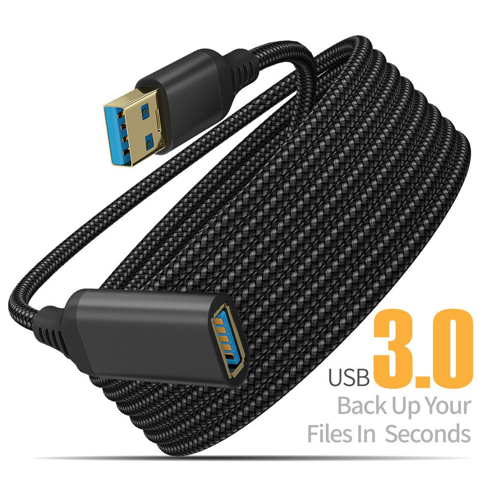 eprolo USB 3.0 male to female extension cable connected to a gaming controller and a USB flash drive on a desk.