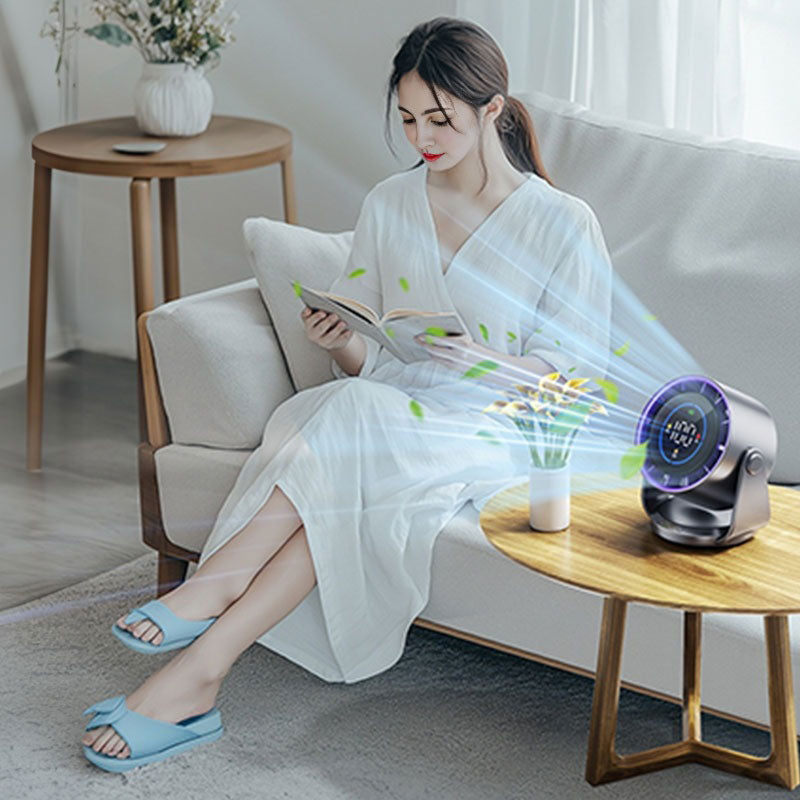 Eprolo 2025 high-speed circulating desktop fan with digital display, 6-inch size, turbo mode, and electric charging feature.