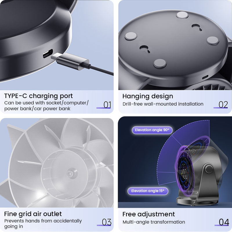 Eprolo 2025 high-speed circulating fan with digital display, compact 6-inch turbo desktop electric fan for home cooling.