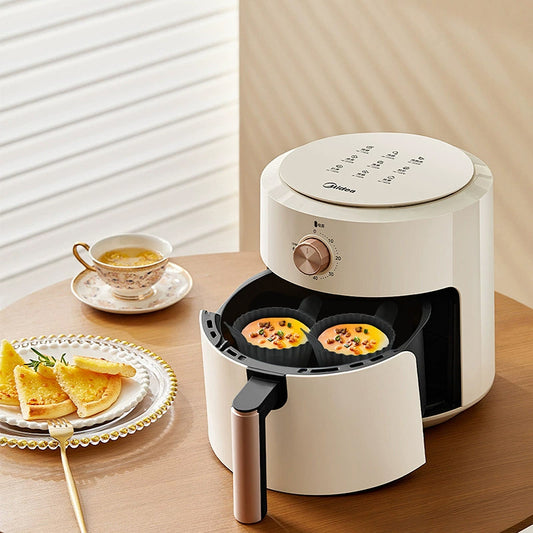 Eprolo reusable silicone air fryer liners and baking cups for eggs, cakes, and meatballs, non-stick kitchen tools for versatile cooking.