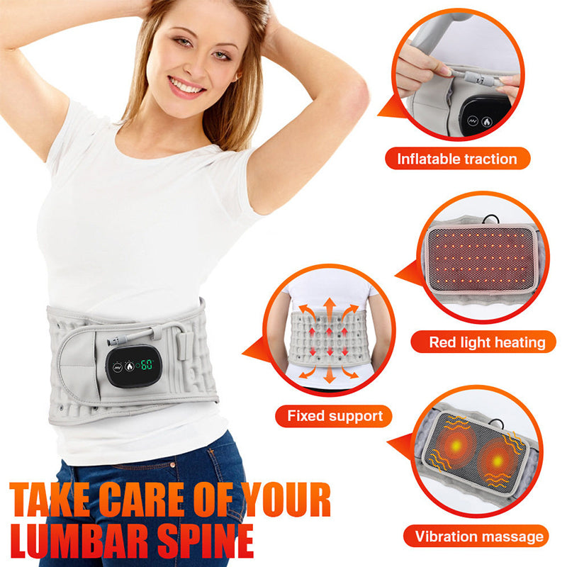 Electric Heating & Massage Waist Belt, Inflatable Airbag Lumbar Support for Back Pain and Posture Correction - American Smart