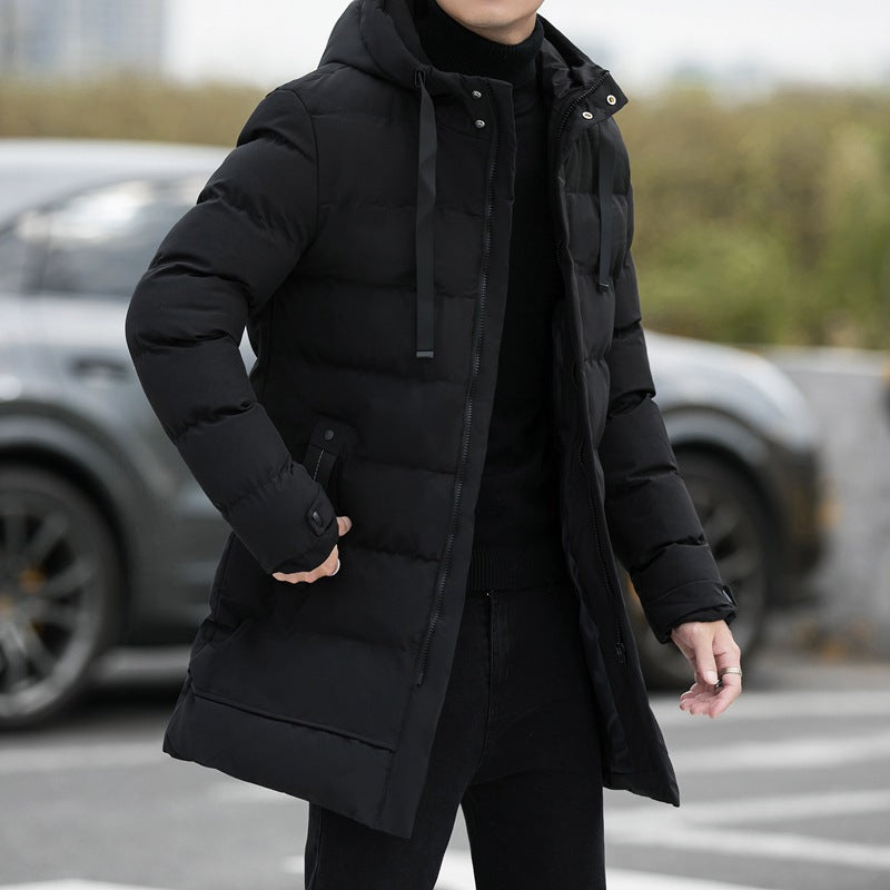 Men's medium to long thick cotton hooded jacket by eprolo, casual and warm, featuring a cozy design and casual fashion style.